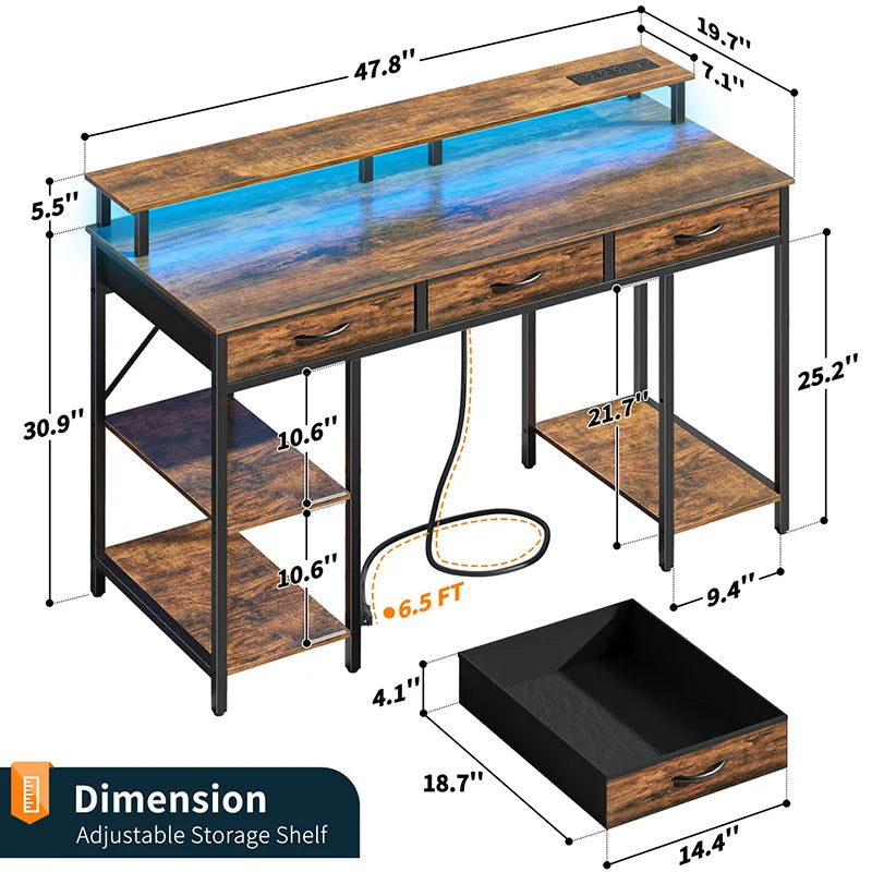 Yoobure Computer Desk with 3 Drawers