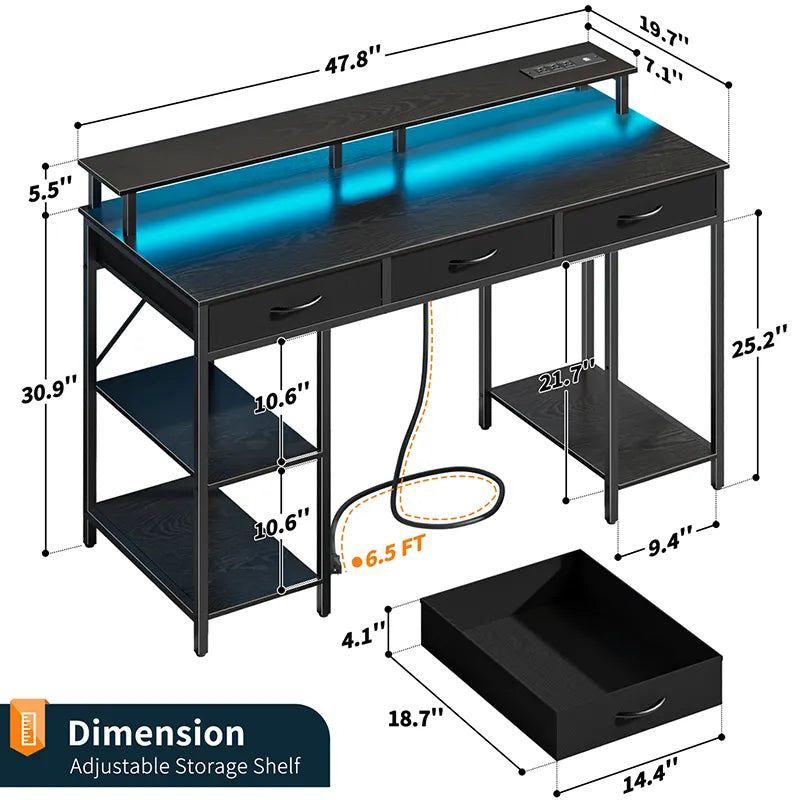 Yoobure Computer Desk with 3 Drawers