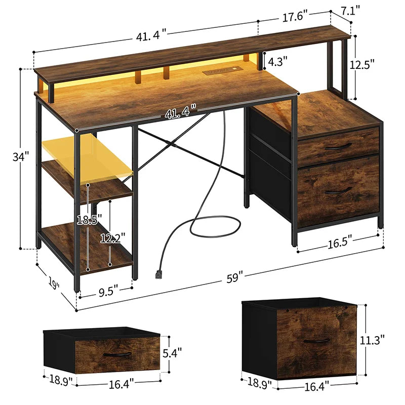 Yoobure 59 Inch 2-Drawer Computer Desk