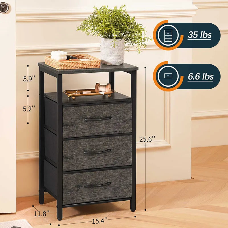 Yoobure 3-Drawer Nightstand with LED