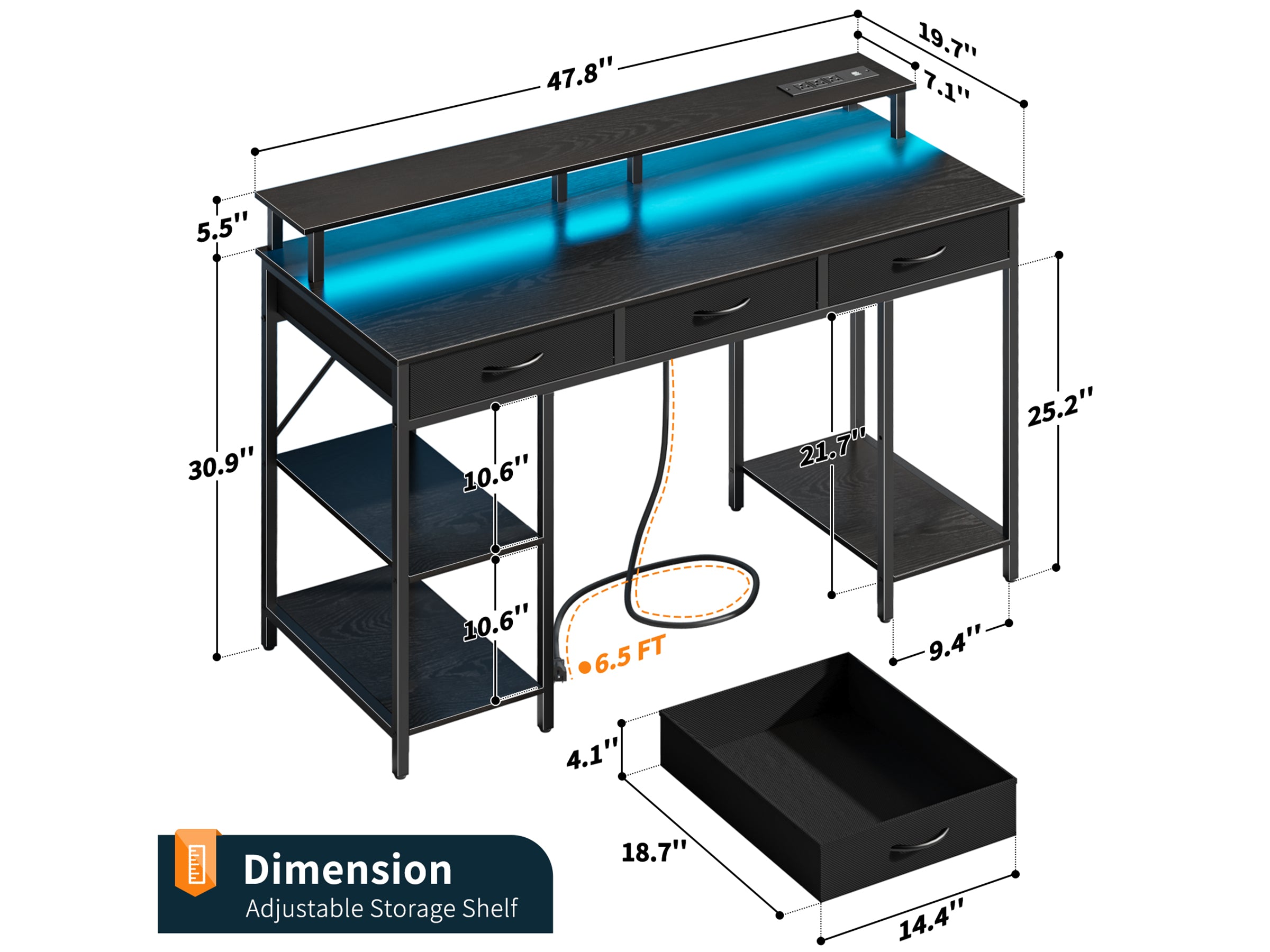 Yoobure Computer Desk with 3 Drawers