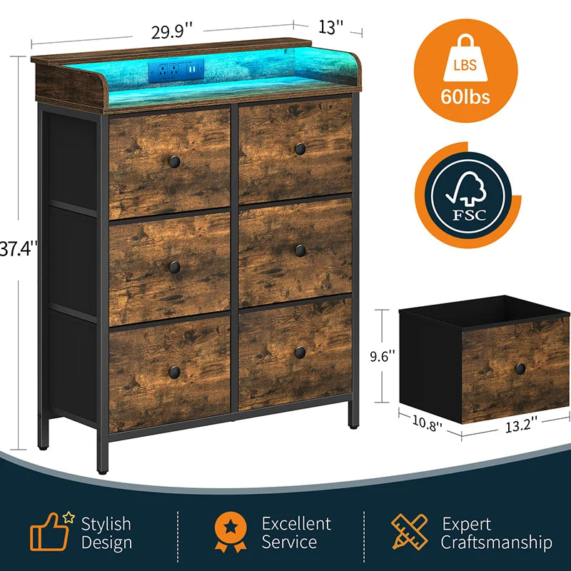 Yoobure 6 Drawers Stand with LED