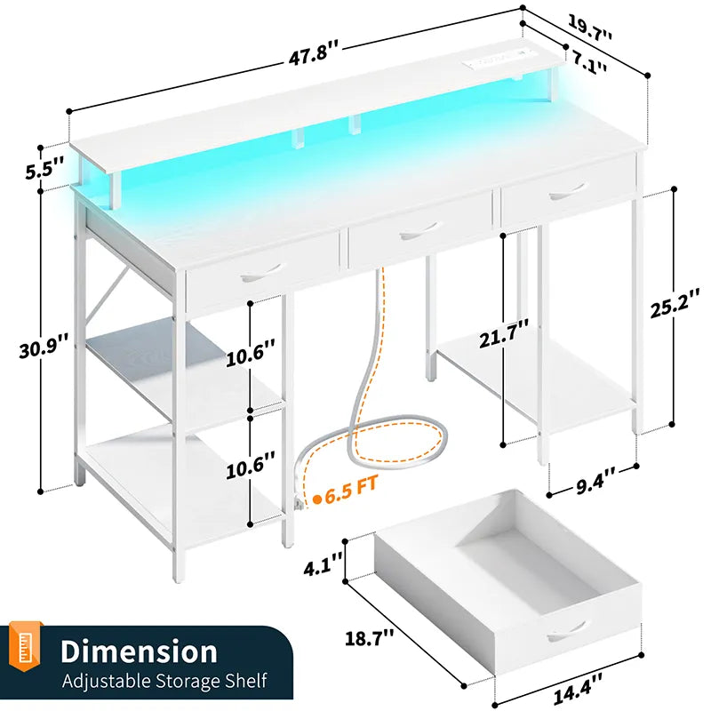 Yoobure Computer Desk with 3 Drawers