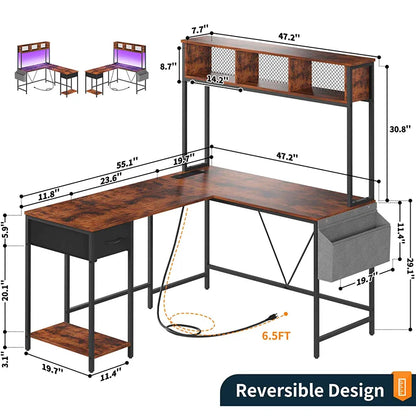 Yoobure L Shaped Computer Desk