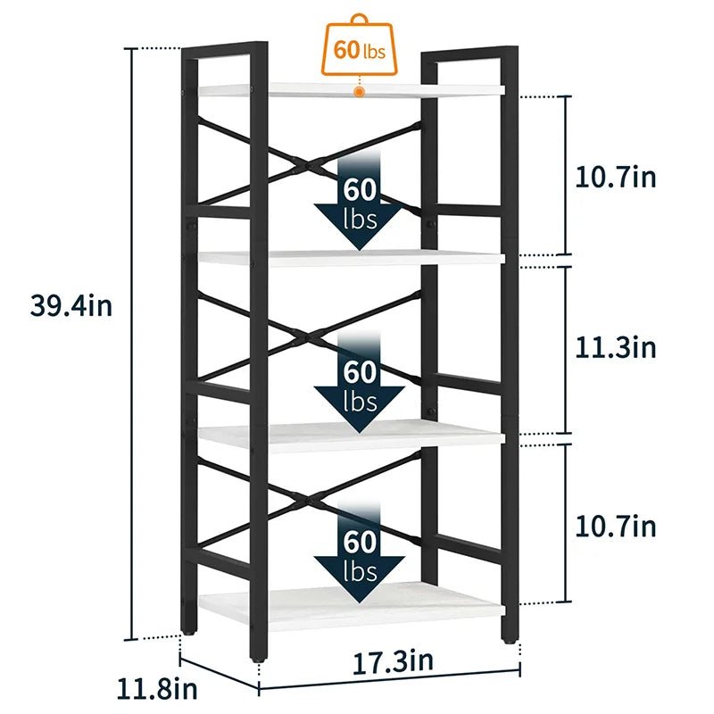 Yoobure 4-Tier Small Bookshelf