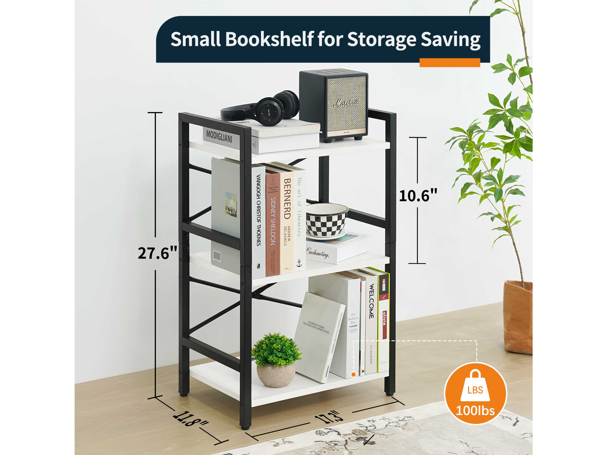 Yoobure 3-Tier Small Bookshelf