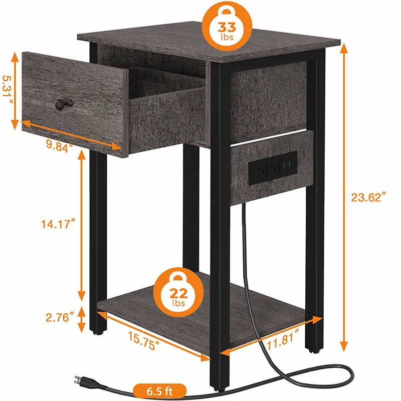 Yoobure Nightstand with 1 Wood Drawer