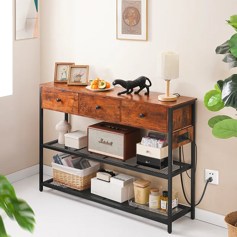 Yoobure 46.85 Inch Console Table with 3 Storage Drawers