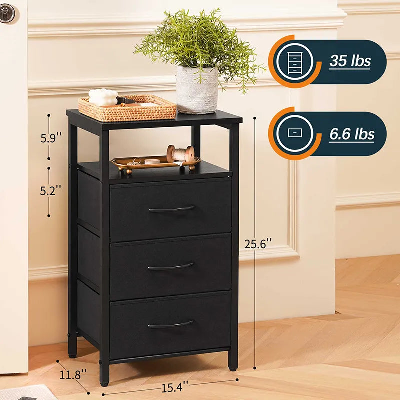 Yoobure 3-Drawer Nightstand with LED