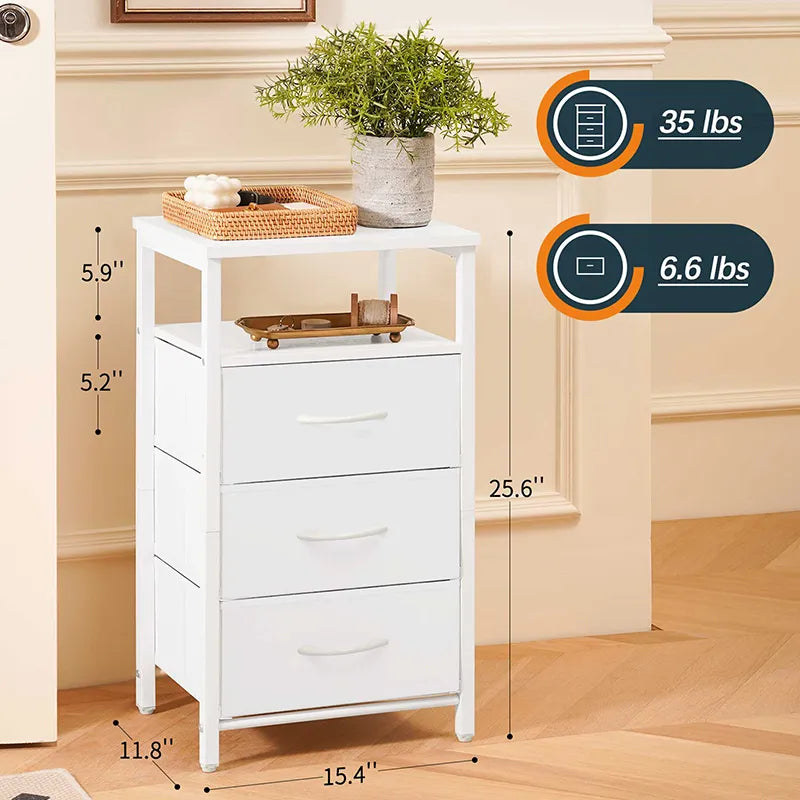 Yoobure 3-Drawer Nightstand with LED