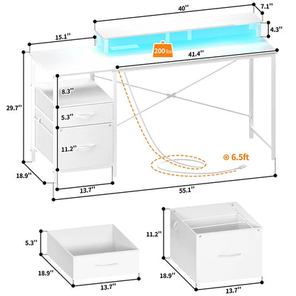 Yoobure 55.1 Inch 2-Drawer Computer Desk