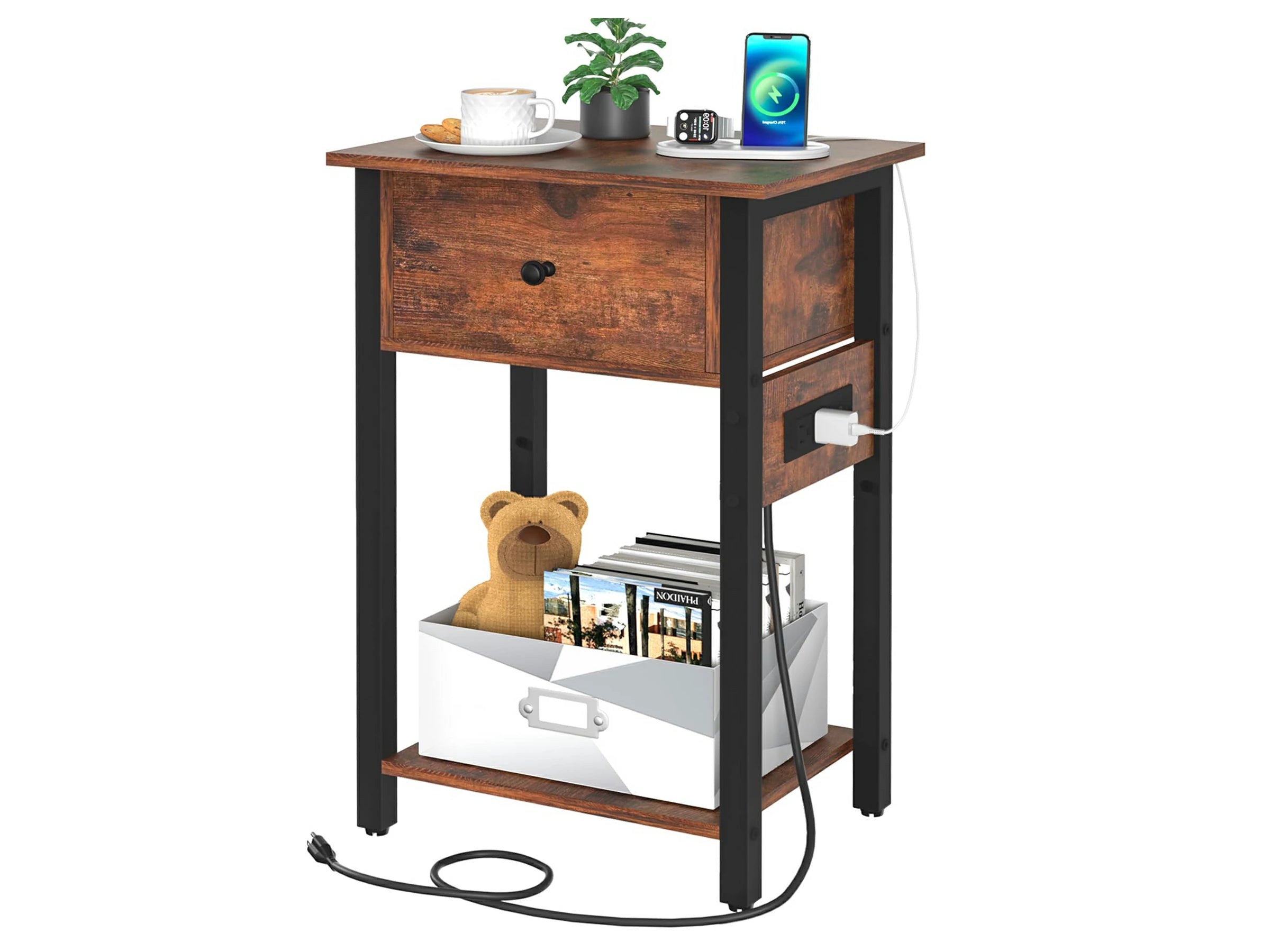 Yoobure 1-Drawer Nightstand with Charging Station