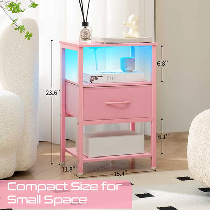 Yoobure 1-Drawer Nightstand with LED