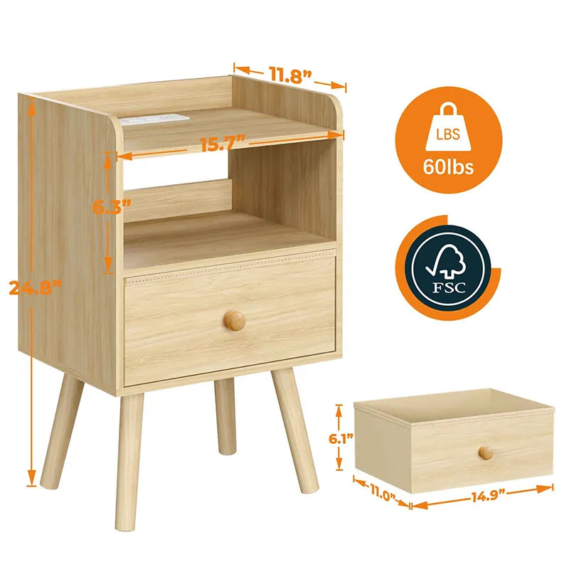 Yoobure Mordern 2-Tier Nightstand with LED