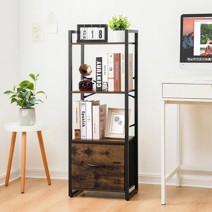 Yoobure 4-Tier Bookshelf with Drawer