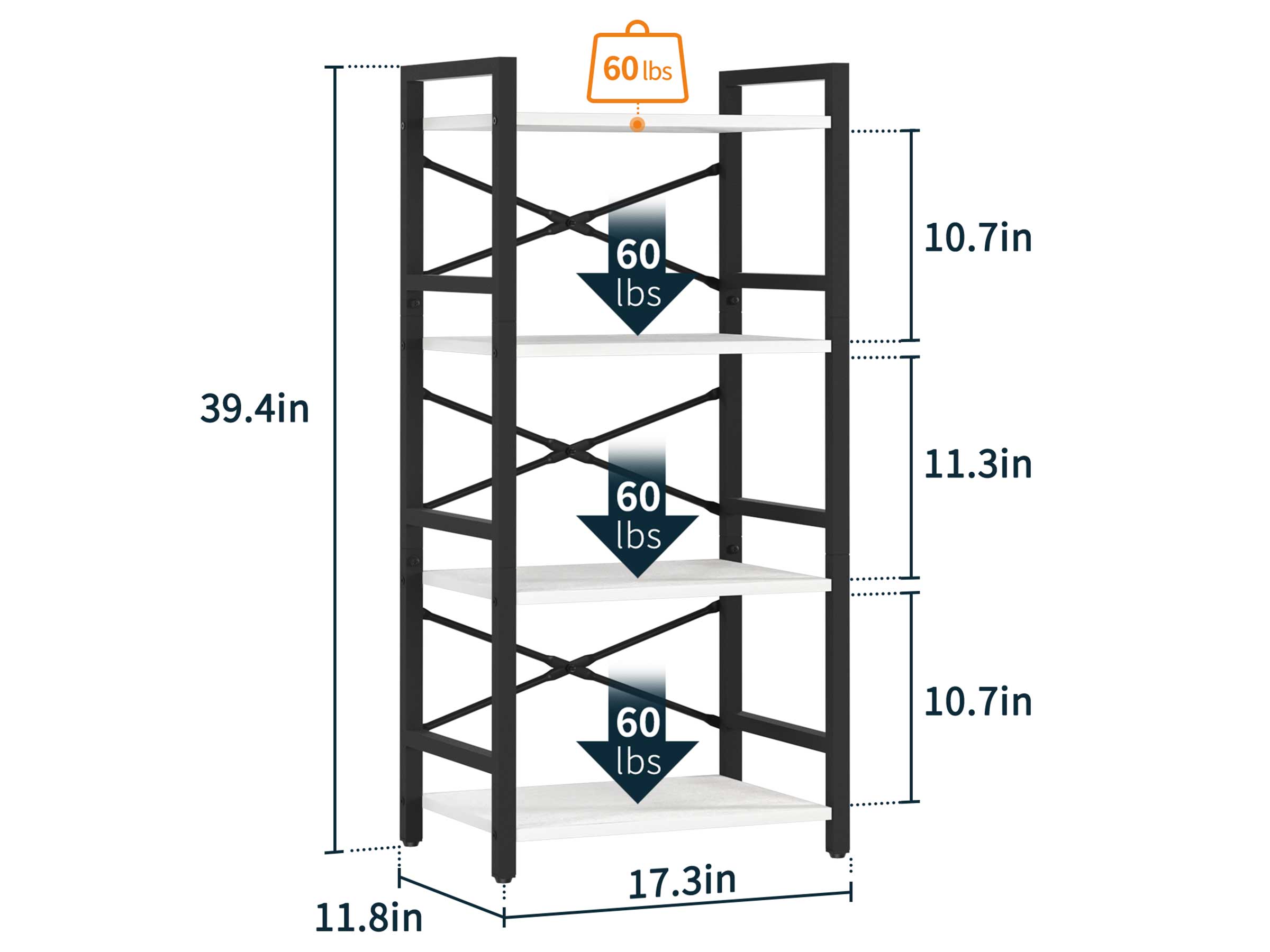 Yoobure 4-Tier Small Bookshelf