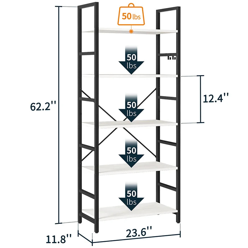 Yoobure 5-Tier Tall Bookshelf