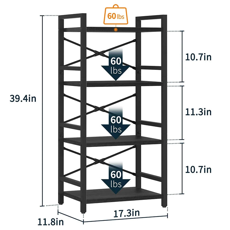 Yoobure 4-Tier Small Bookshelf