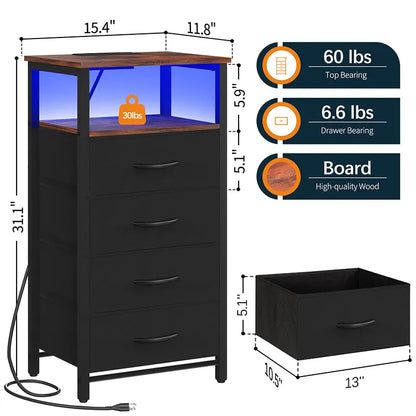 Yoobure 4-Drawer Nightstand with LED