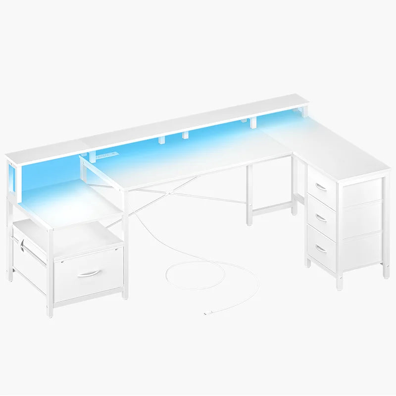 Yoobure Computer Desk Reversible LED Office Desk