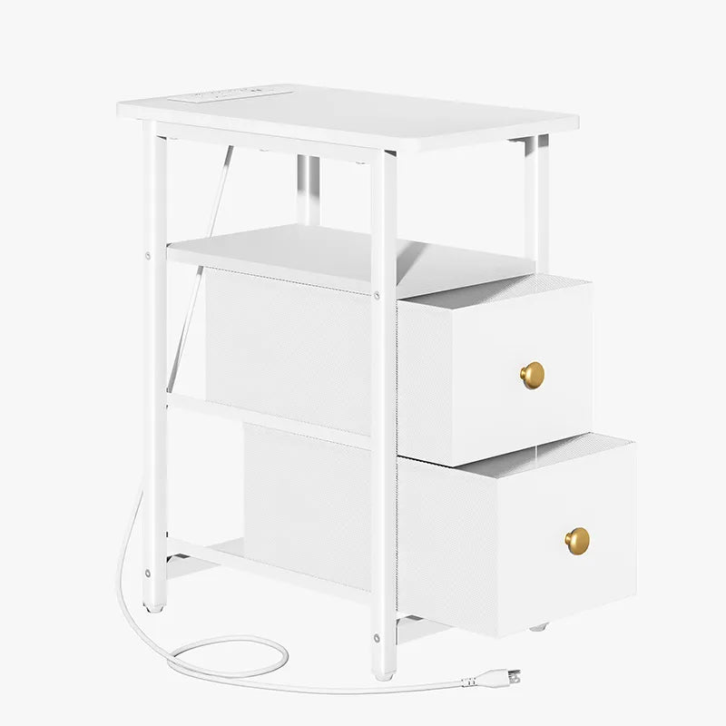 Yoobure 2-Drawer Narrow End Table with Charging Station