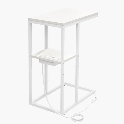 Yoobure C Shaped End Table with Charging Station