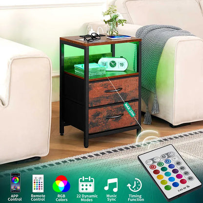 Yoobure 2-Drawer Nightstand with LED