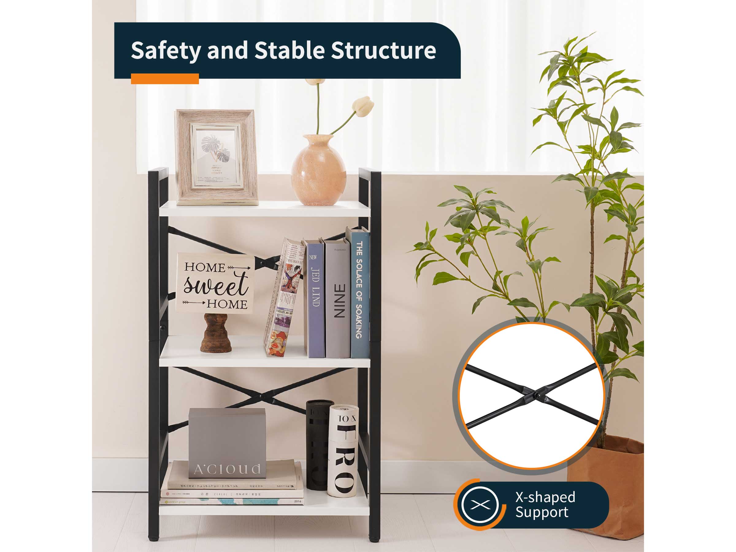 Yoobure 3-Tier Small Bookshelf