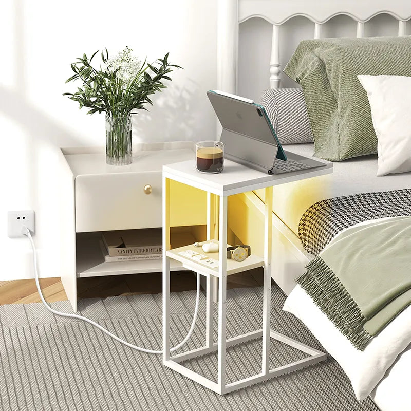 Yoobure LED C Shaped End Table with Charging Station