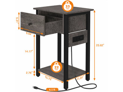 Yoobure 1-Drawer Nightstand with Charging Station