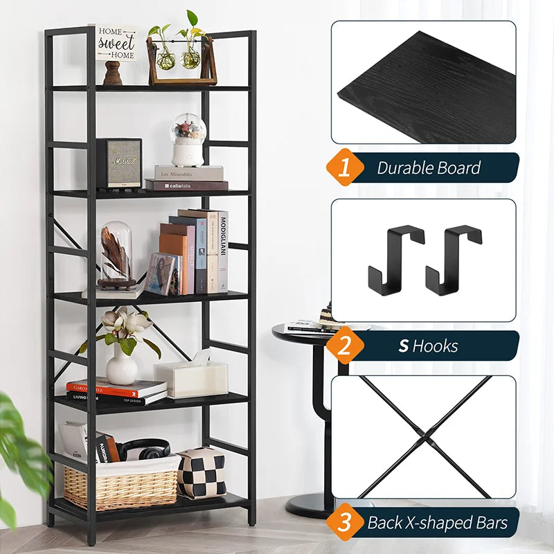 Yoobure 5-Tier Tall Bookshelf