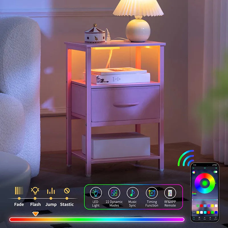 Yoobure 1-Drawer Nightstand with LED