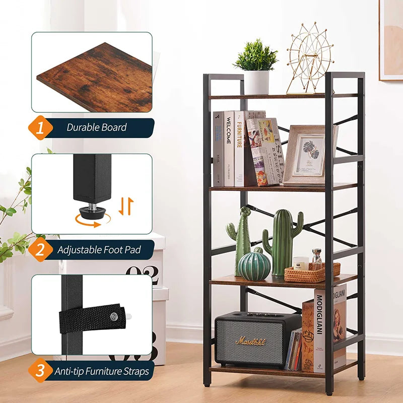 Yoobure 4-Tier Small Bookshelf