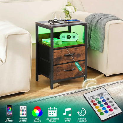 Yoobure 2-Drawer Nightstand with LED