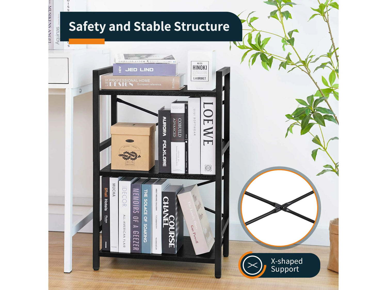 Yoobure 3-Tier Small Bookshelf