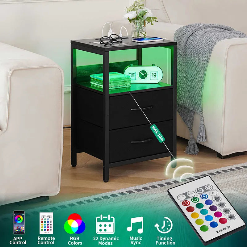 Yoobure 2-Drawer Nightstand with LED