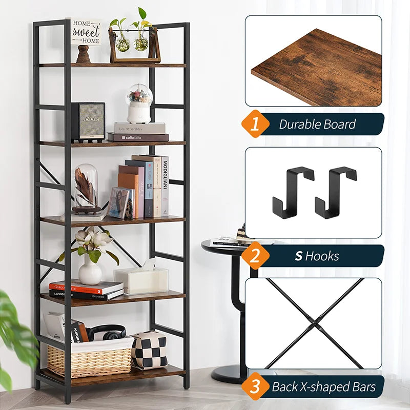 Yoobure 5-Tier Tall Bookshelf