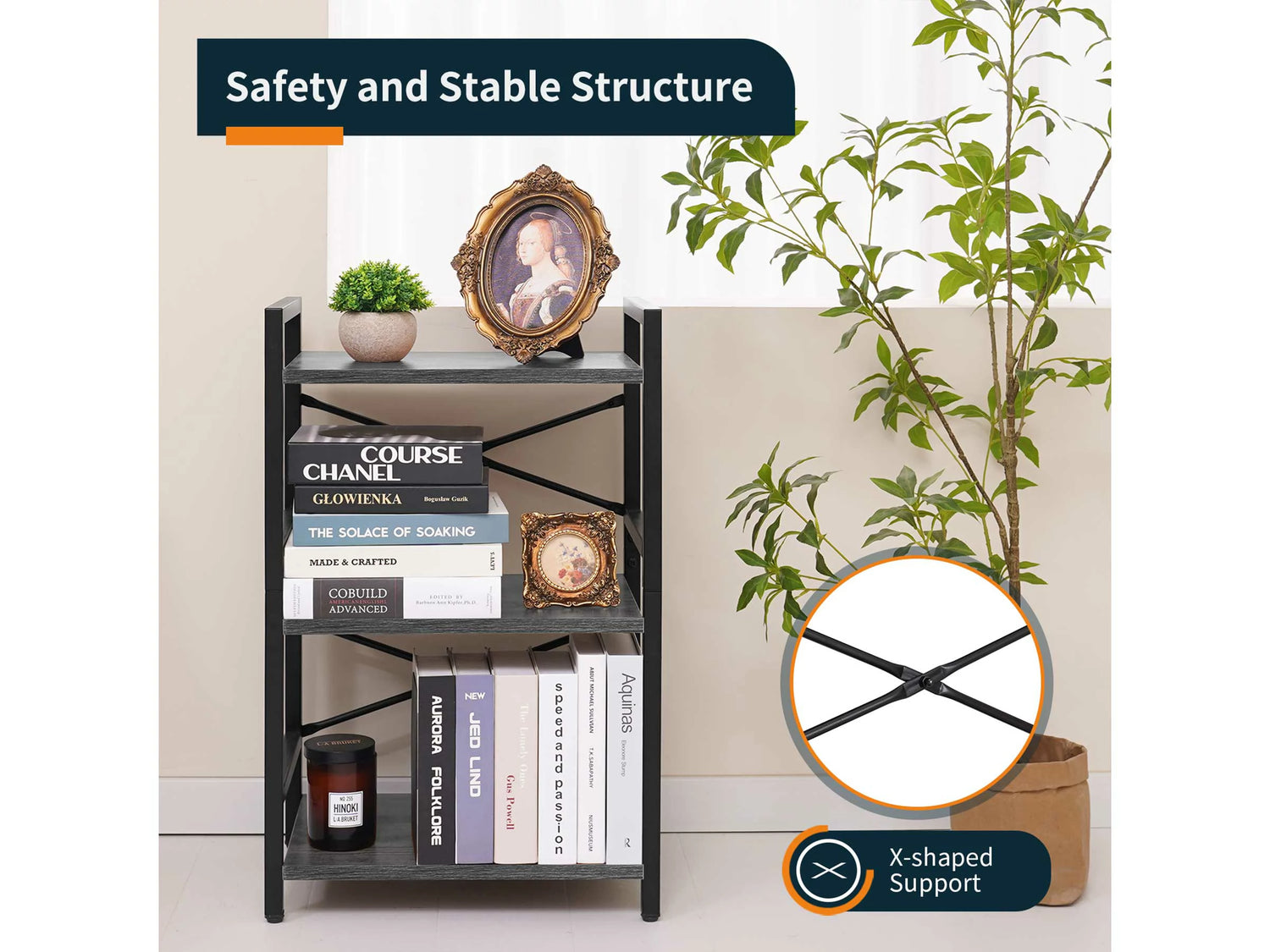 Yoobure 3-Tier Small Bookshelf