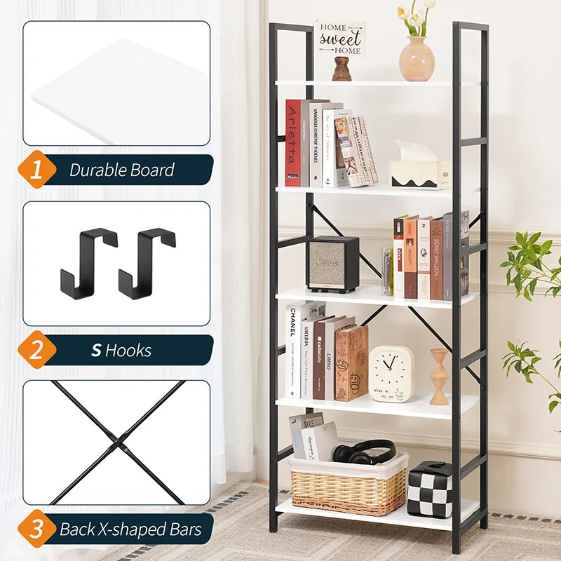 Yoobure 5-Tier Tall Bookshelf