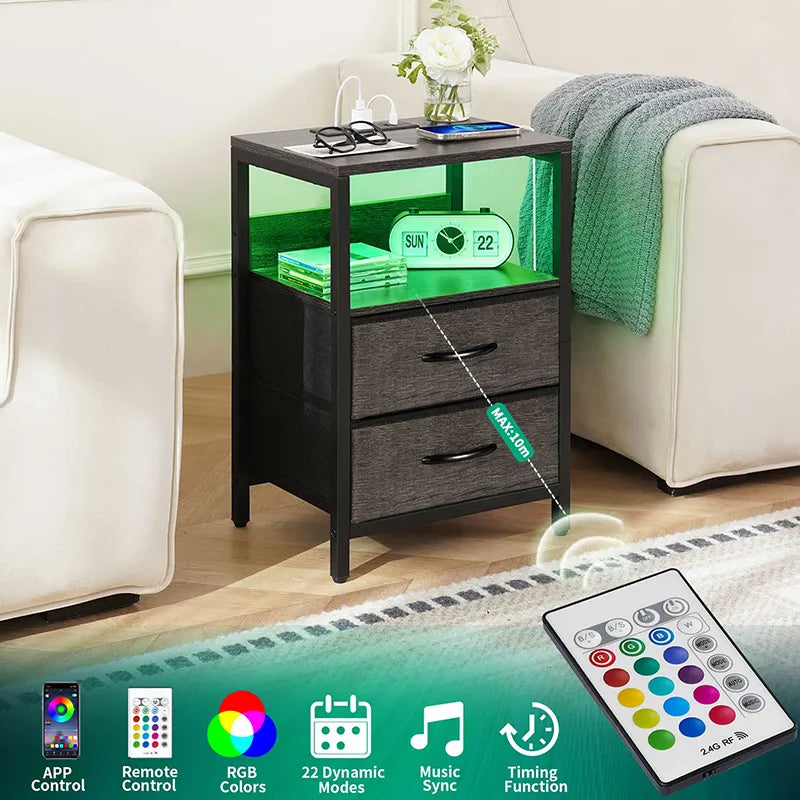 Yoobure 2-Drawer Nightstand with LED