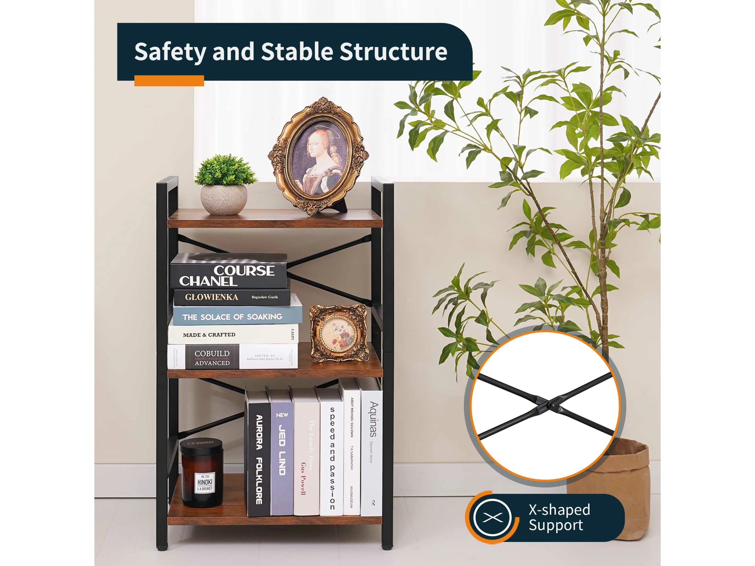 Yoobure 3-Tier Small Bookshelf