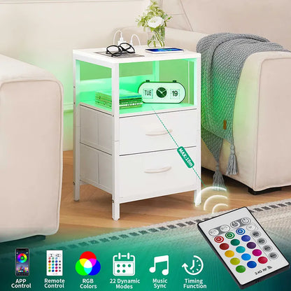 Yoobure 2-Drawer Nightstand with LED