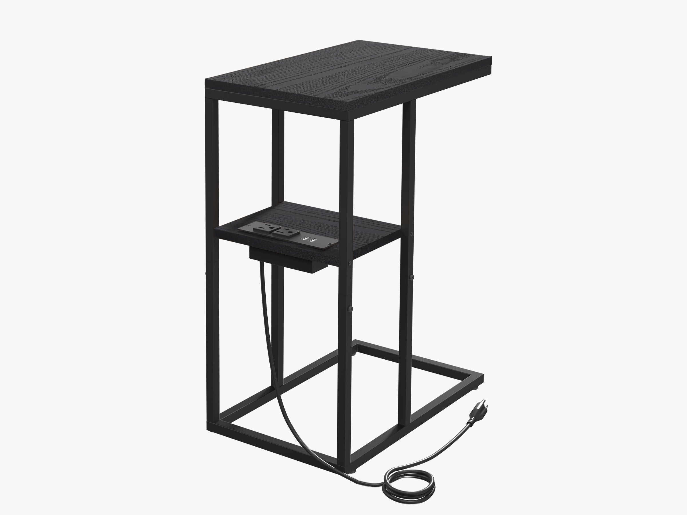 Black Yoobure C Shaped End Table with Charging Station