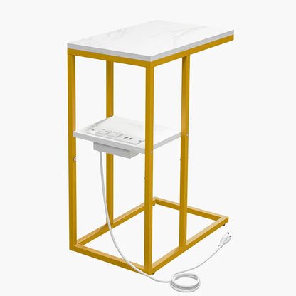 Yoobure C Shaped End Table with Charging Station