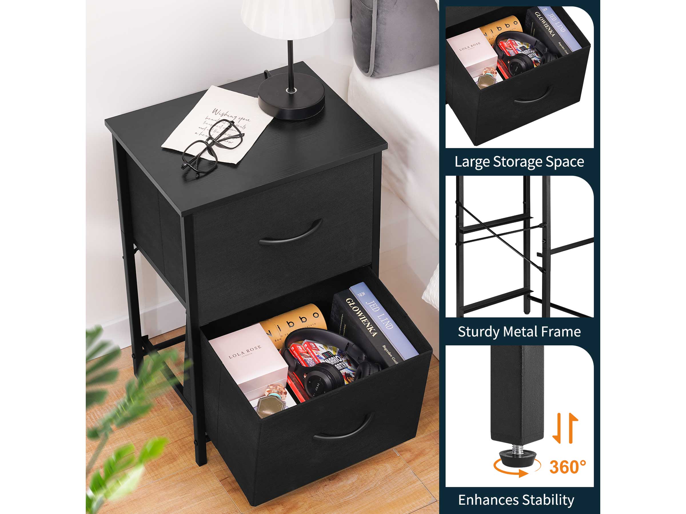 Yoobure 2-Drawer Nightstand Set of 2