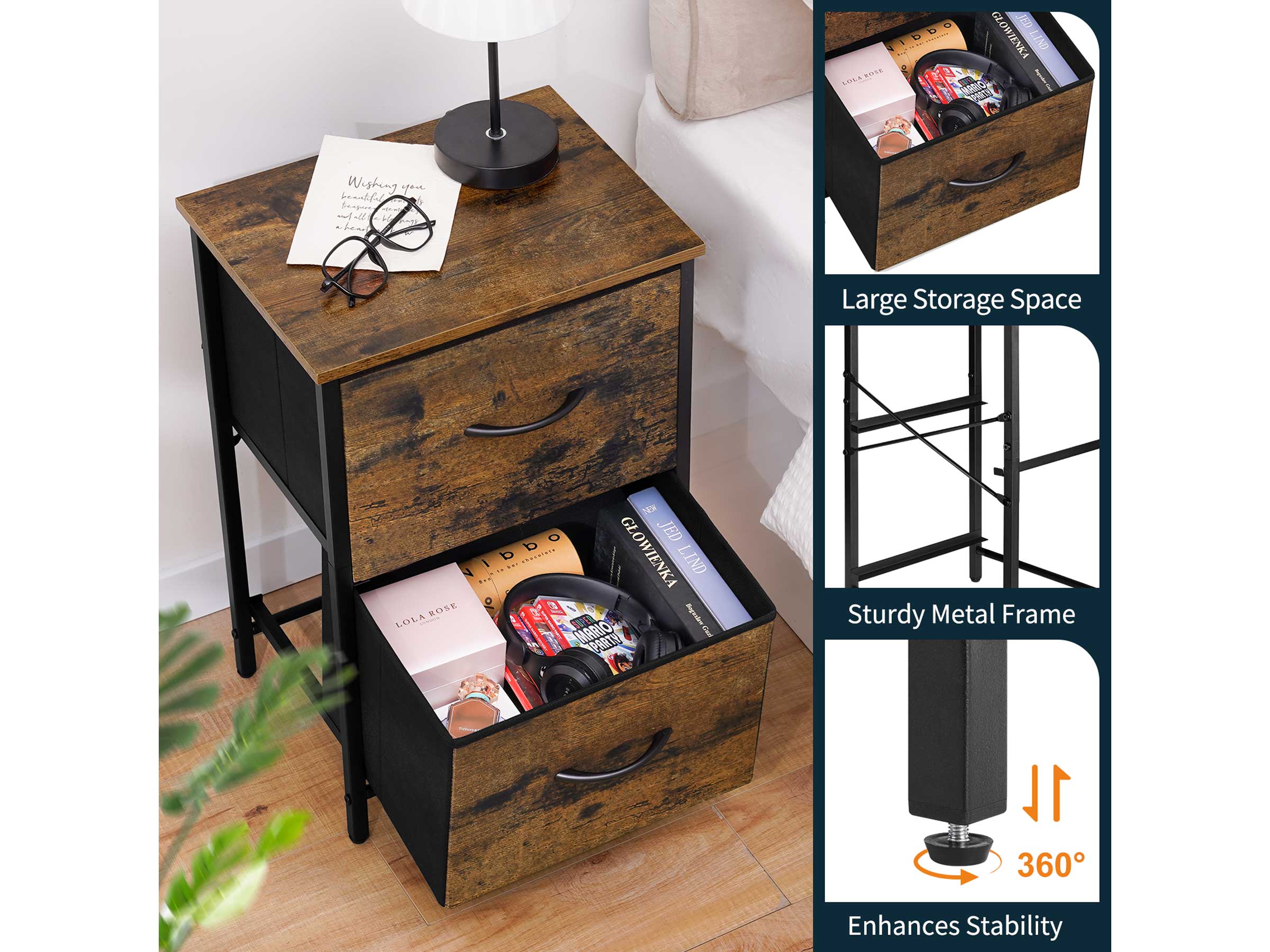 Yoobure 2-Drawer Nightstand Set of 2