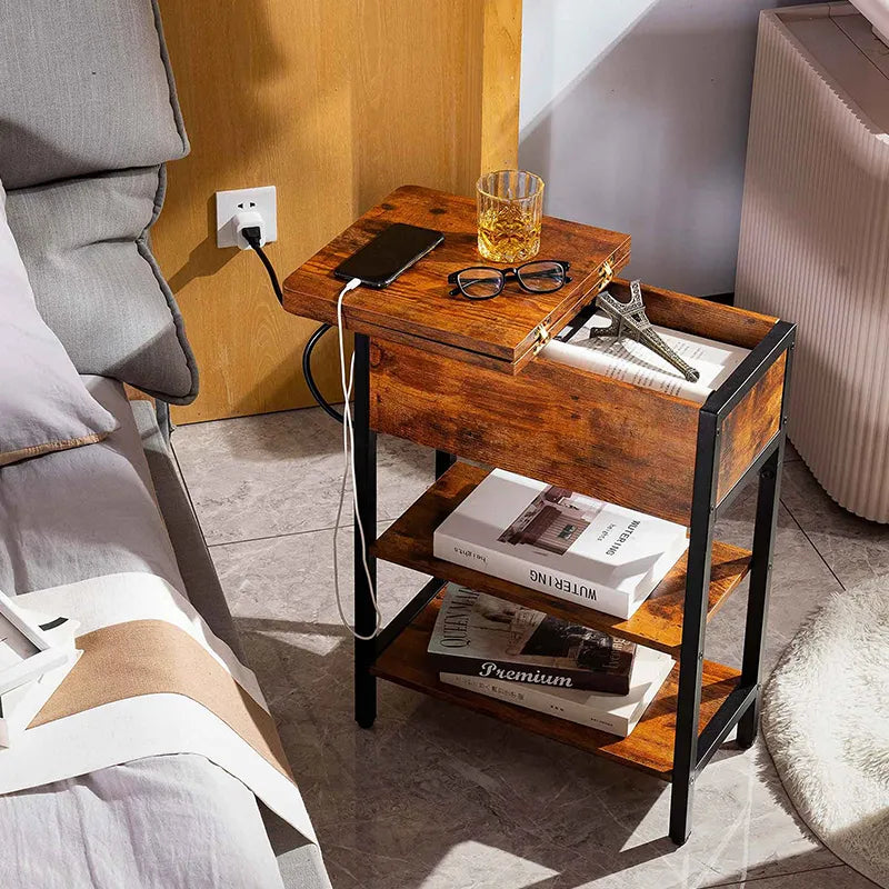 Yoobure Flip Top End Table with Charging Station