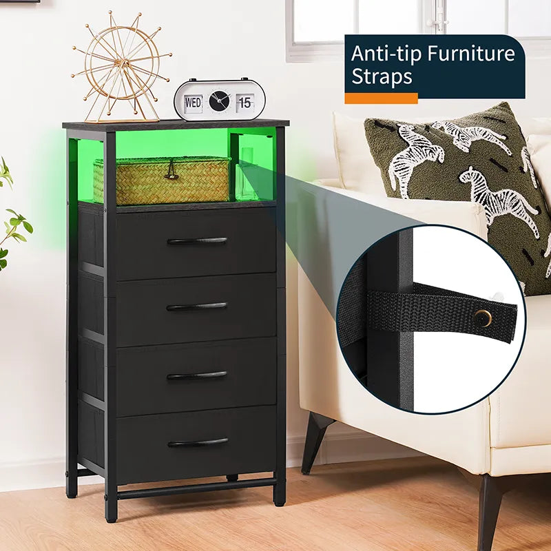 Yoobure 4-Drawer Nightstand with LED