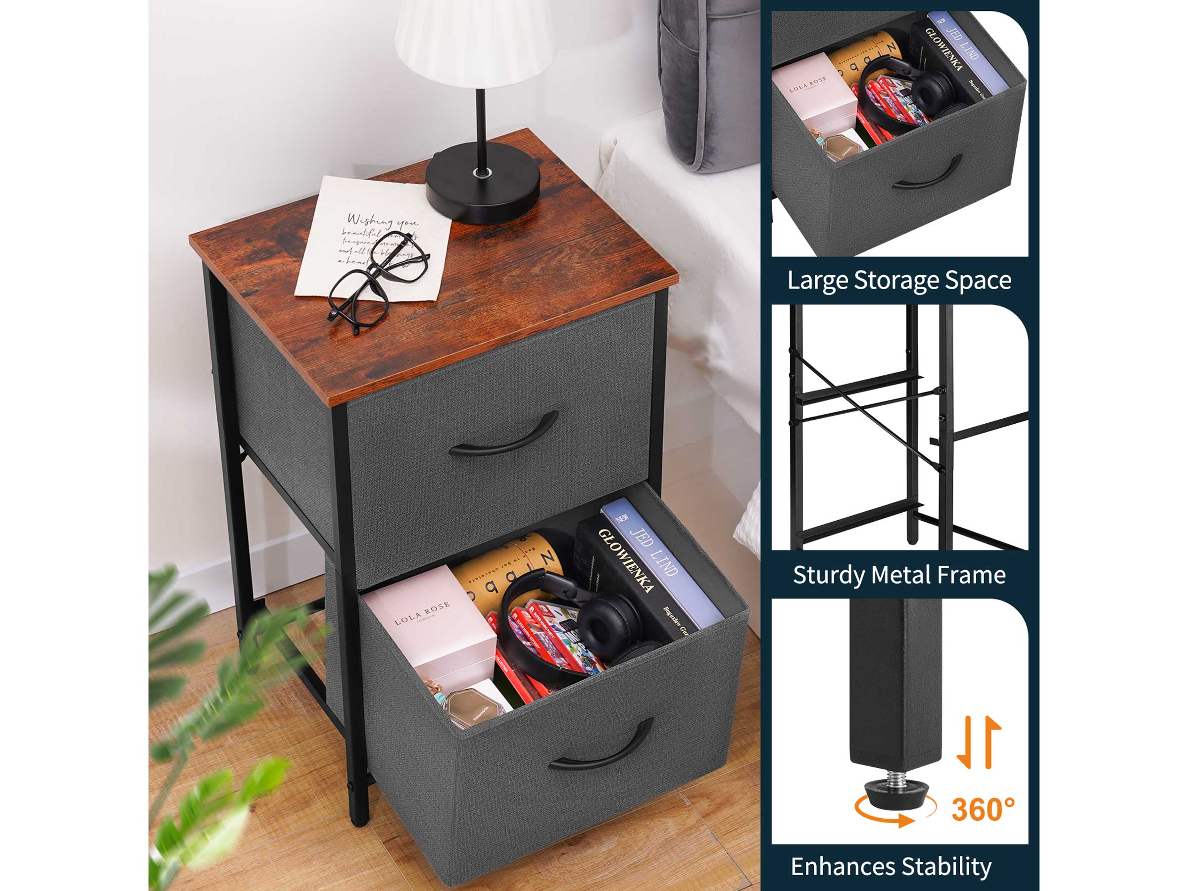 Yoobure 2-Drawer Nightstand Set of 2