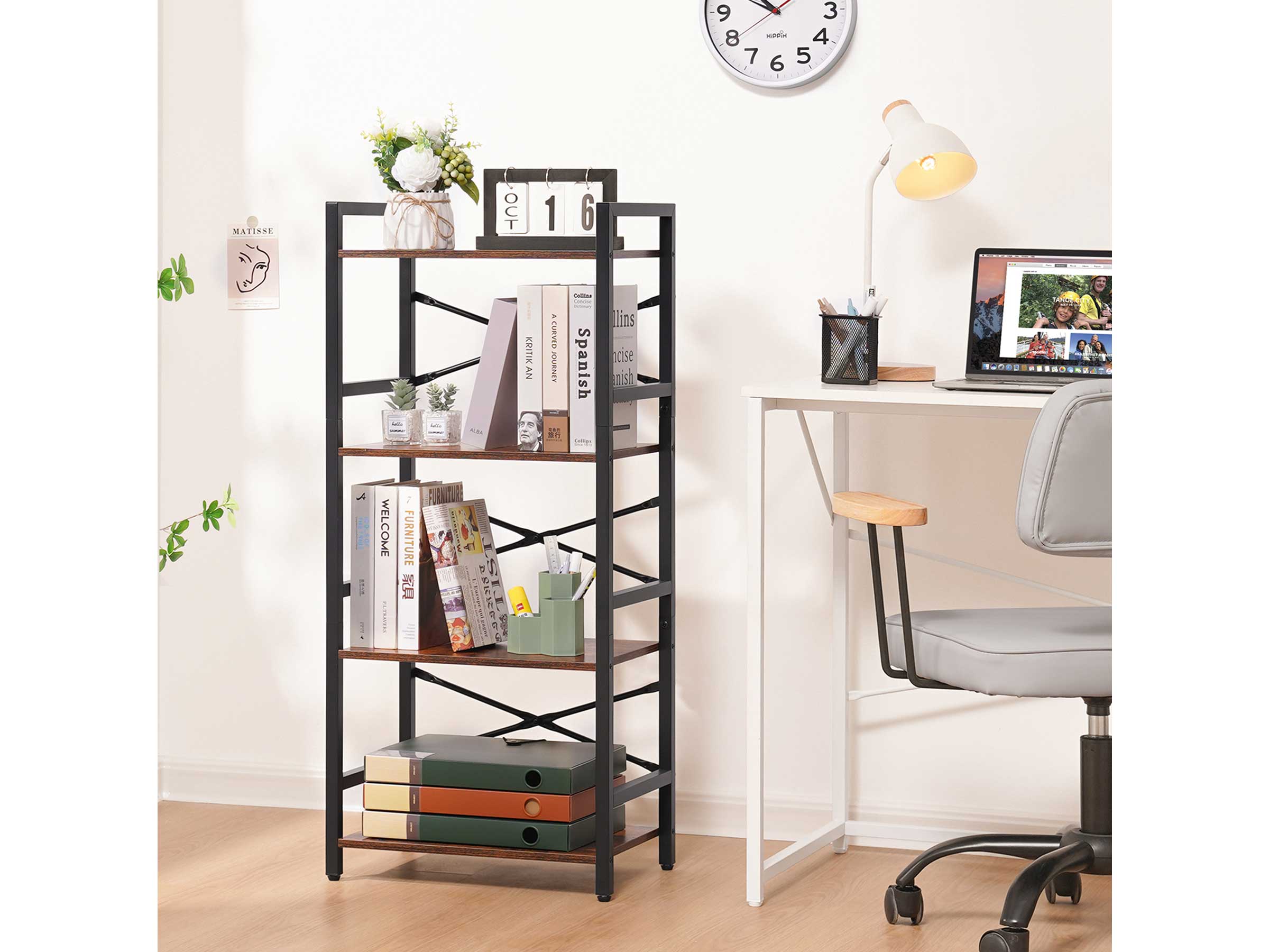 Yoobure 4-Tier Small Bookshelf